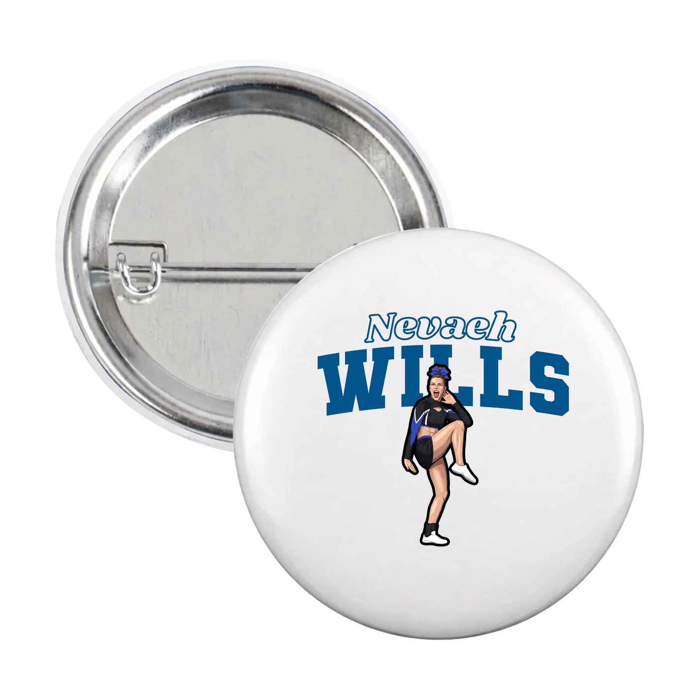 Game Day Button — Name Arch in White