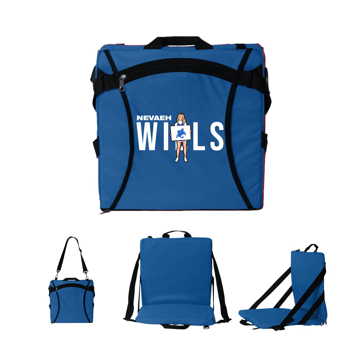 Folding Stadium Seat — Player Name in Royal