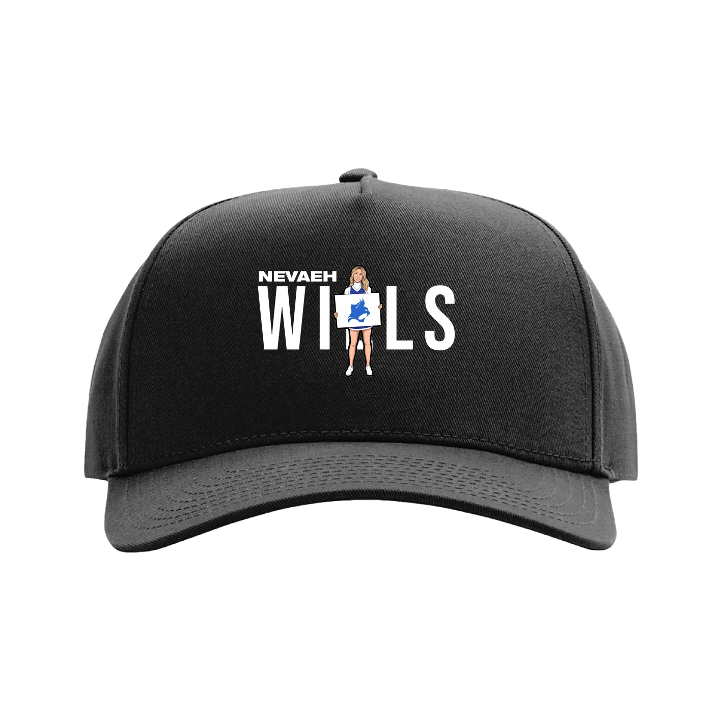 Full Fabric Five-Panel Champ Cap — Player Name in Black