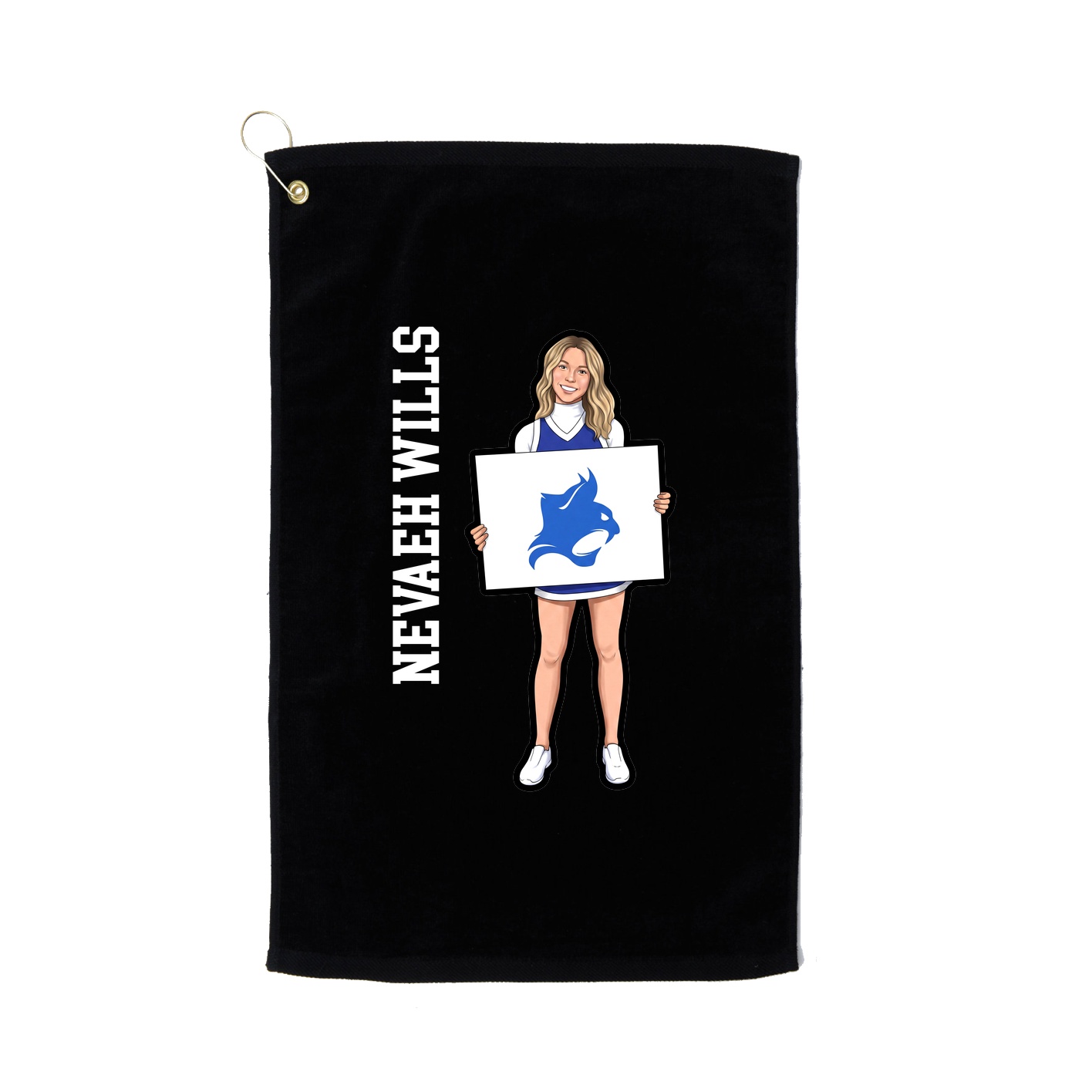 Golf Towel — Name Vertical in Black