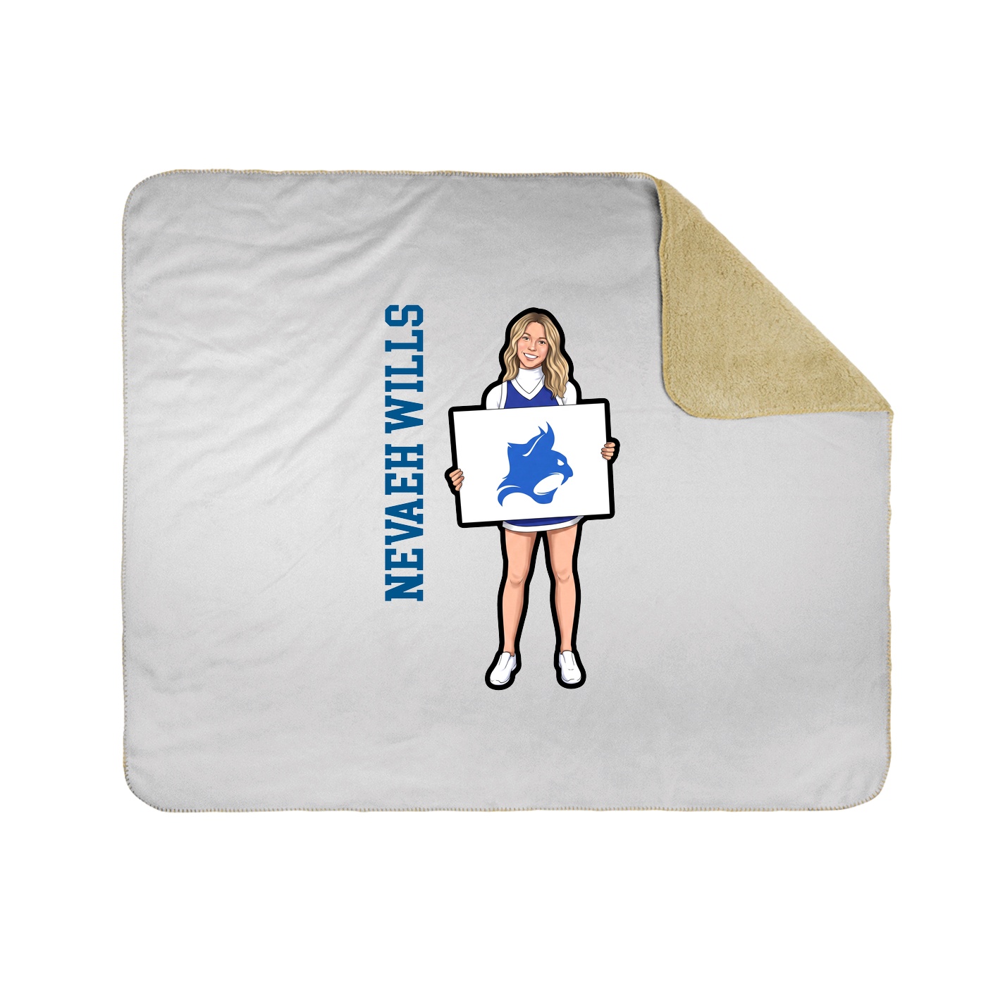Throw Blanket — Name Vertical in White