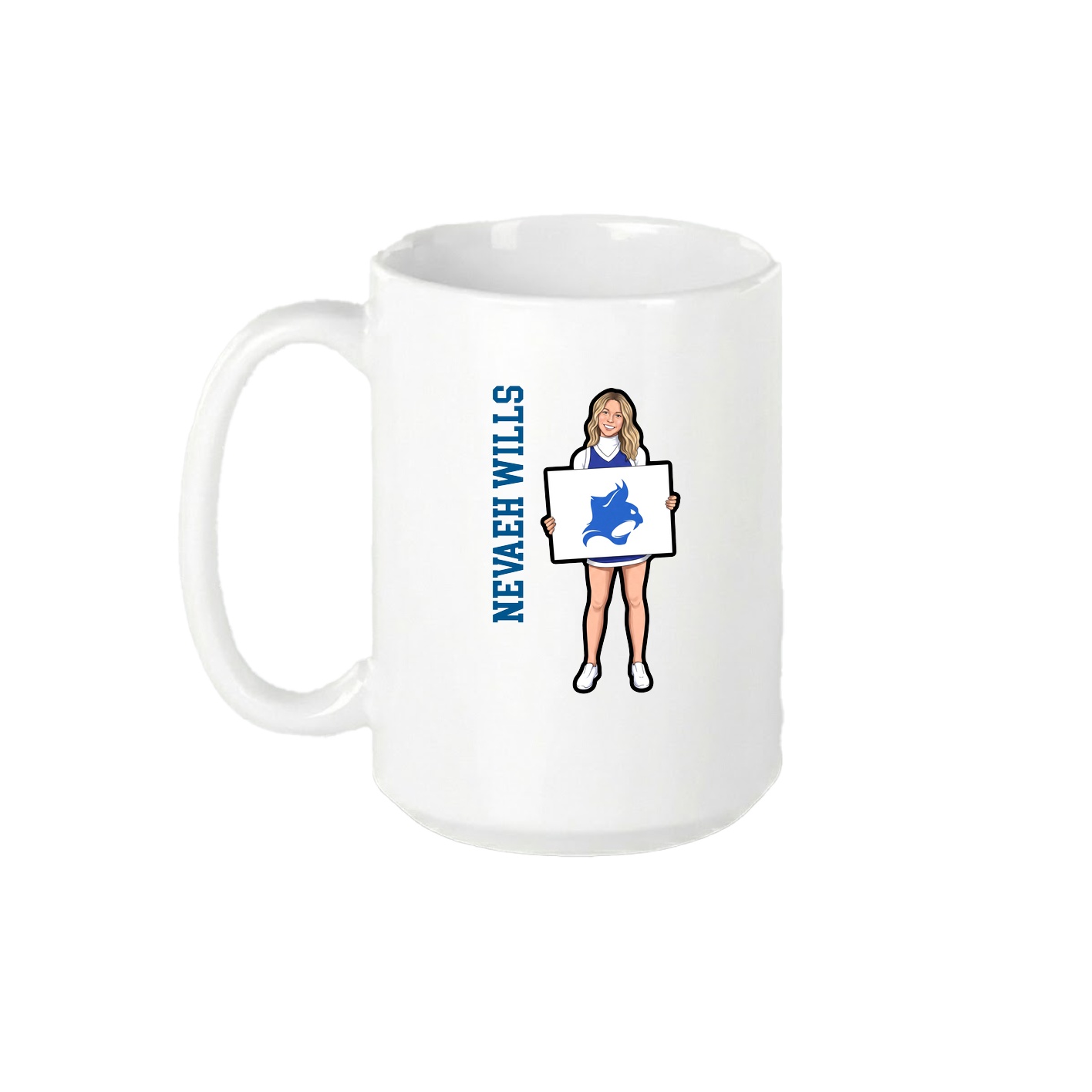 15oz Coffee Mug — Name Vertical in White