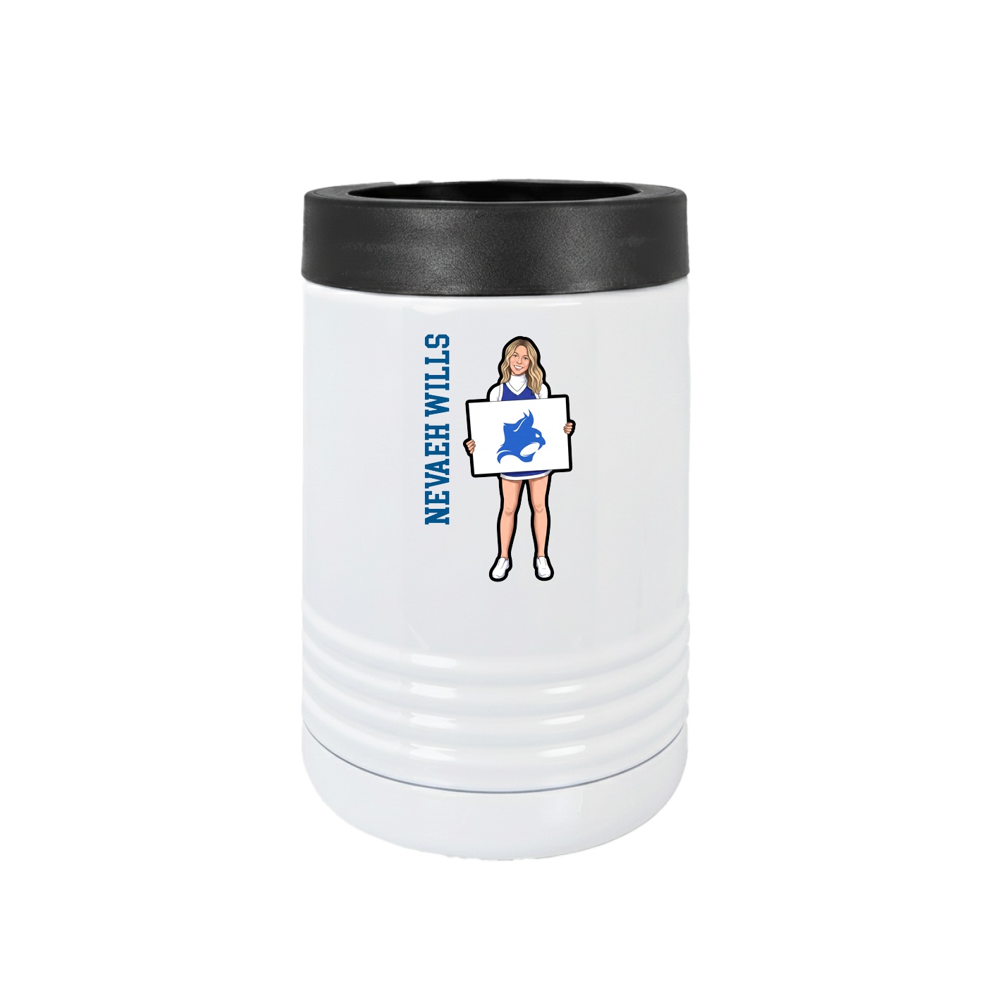 Beverage Holder — Name Vertical in White