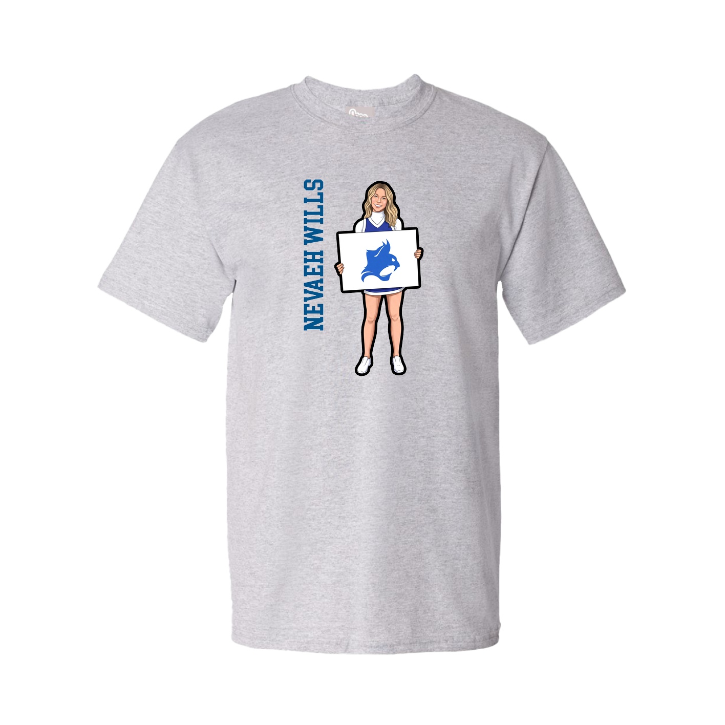 Youth Tee — Name Vertical in Grey