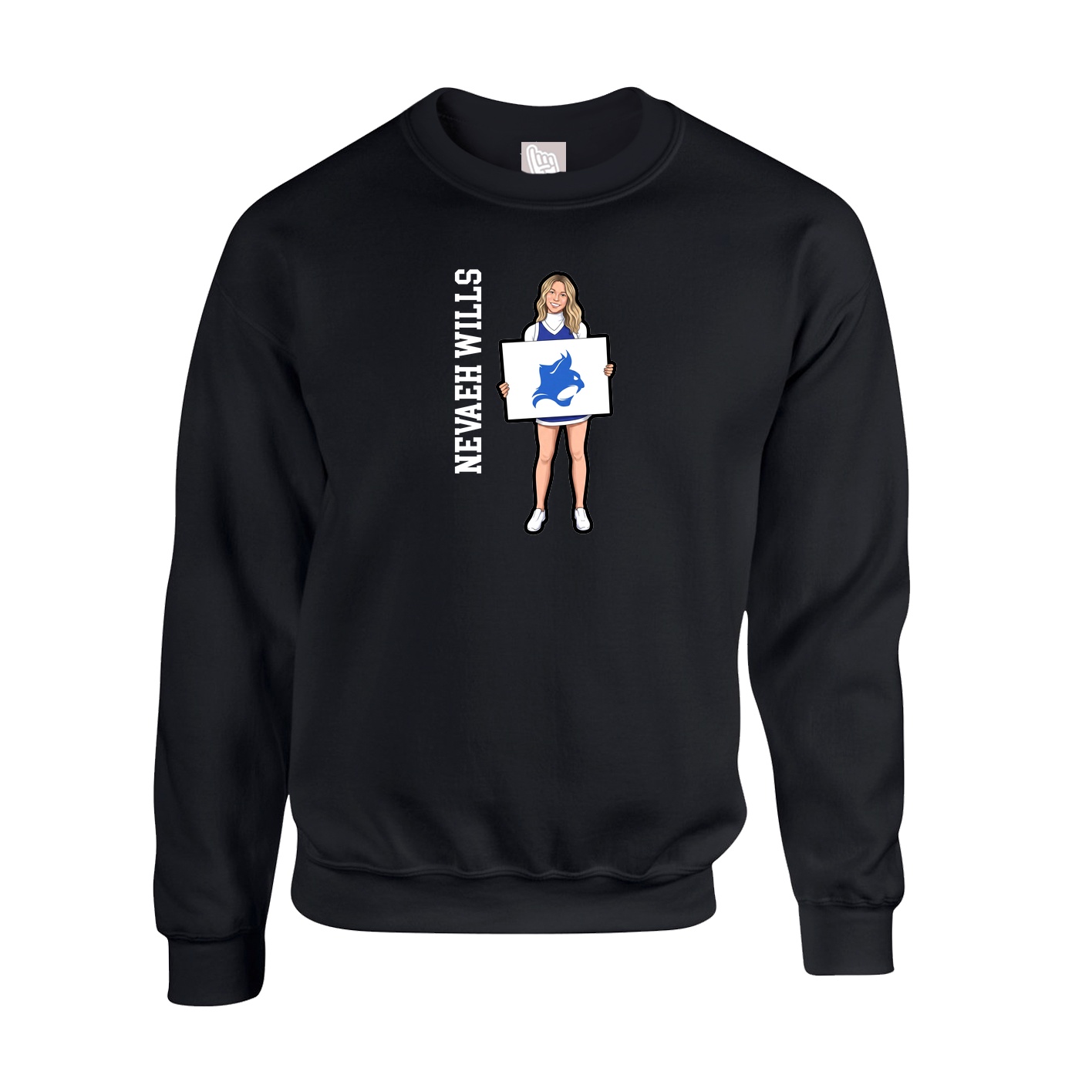 Fleece Crew — Name Vertical in Black