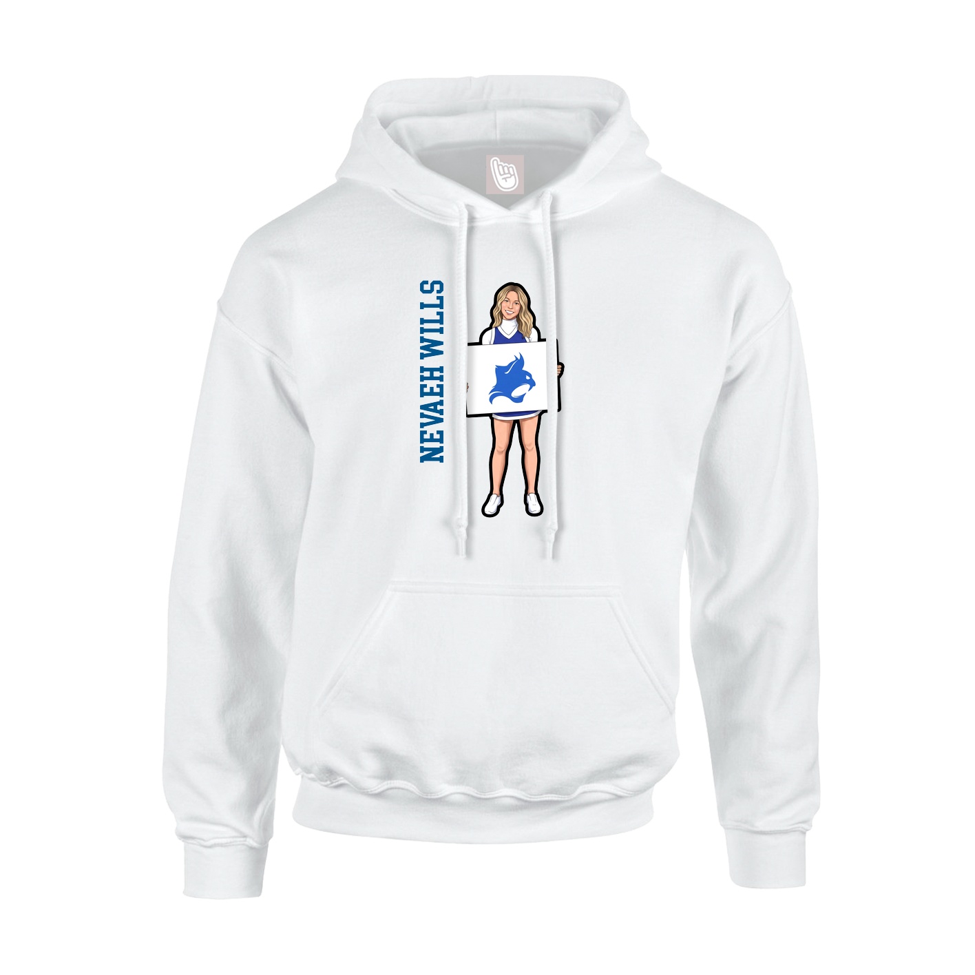 Youth Hoodie — Name Vertical in White