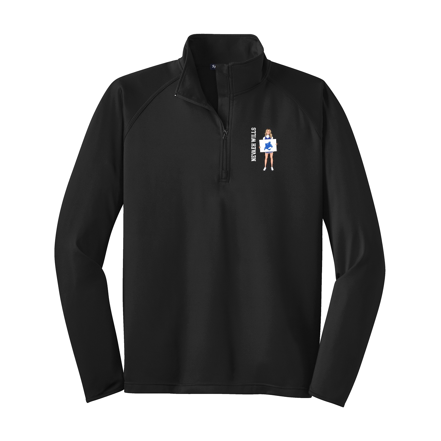 Q-Zip Pullover — Name Vertical in Black
