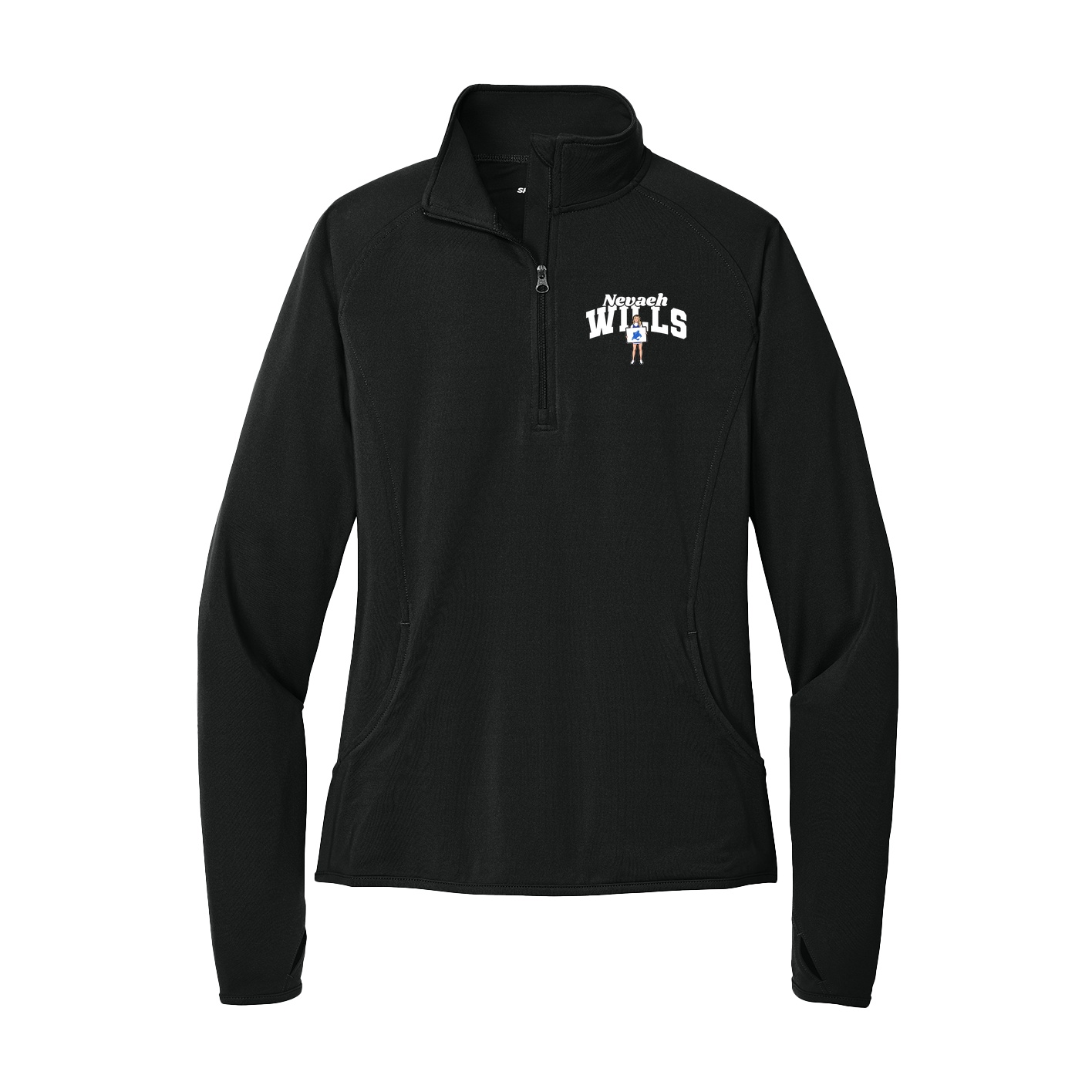 Women's Q-Zip Pullover — Signature Arch in Black