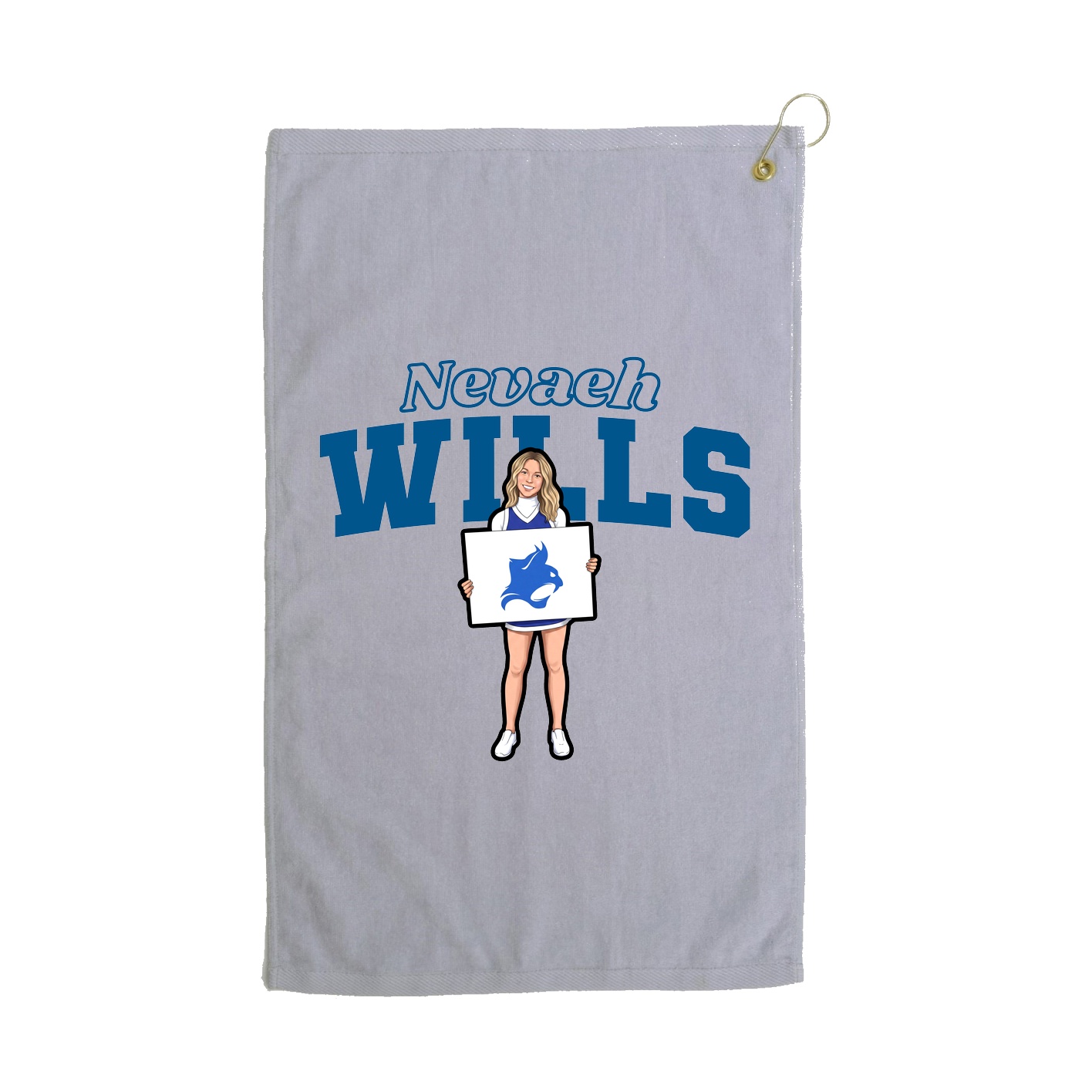 Golf Towel — Name Arch in Grey