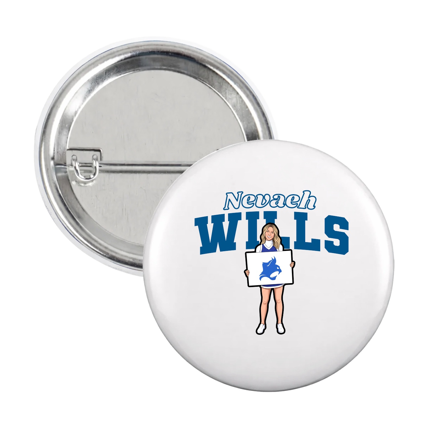 Game Day Button — Name Arch in White
