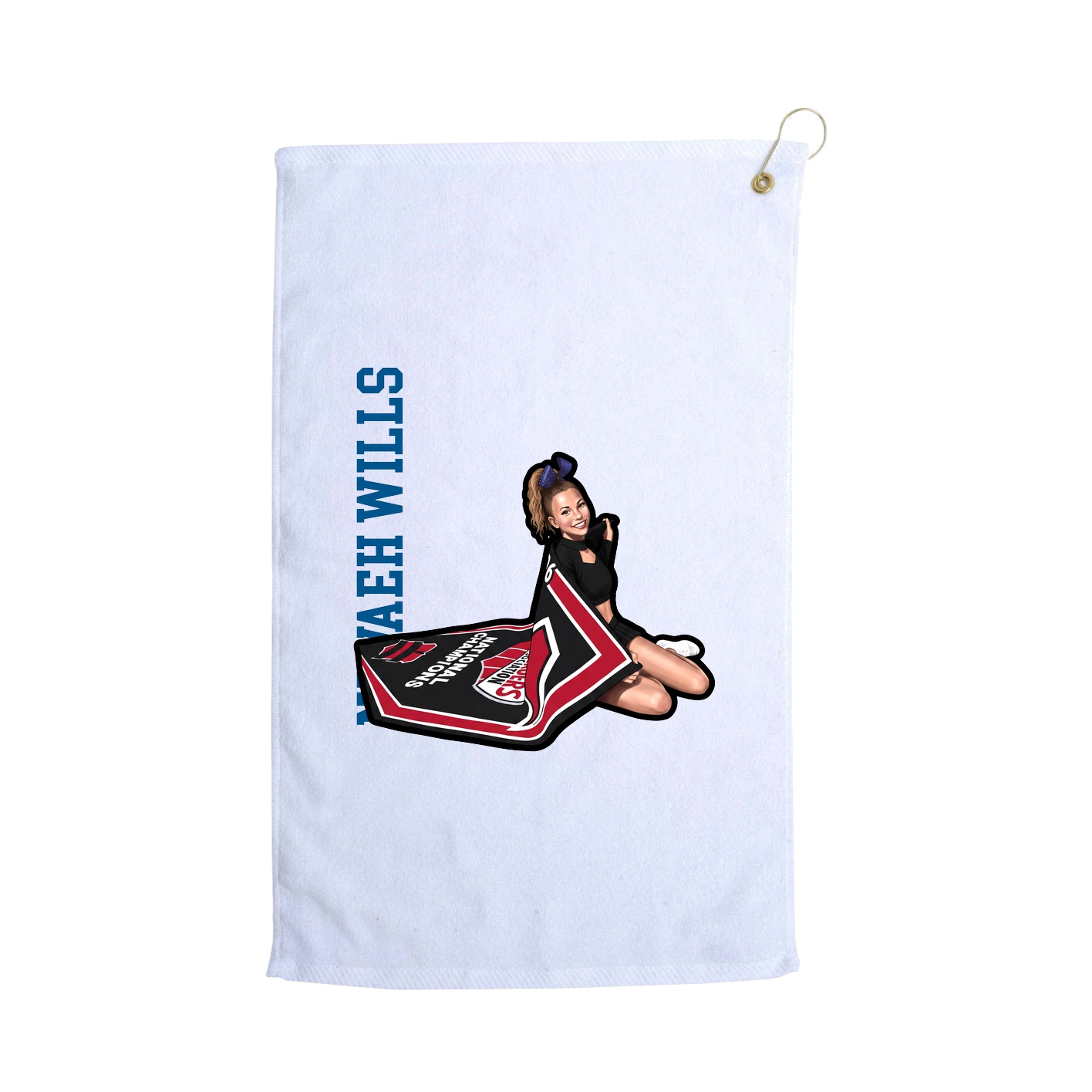 Golf Towel — Name Vertical in White