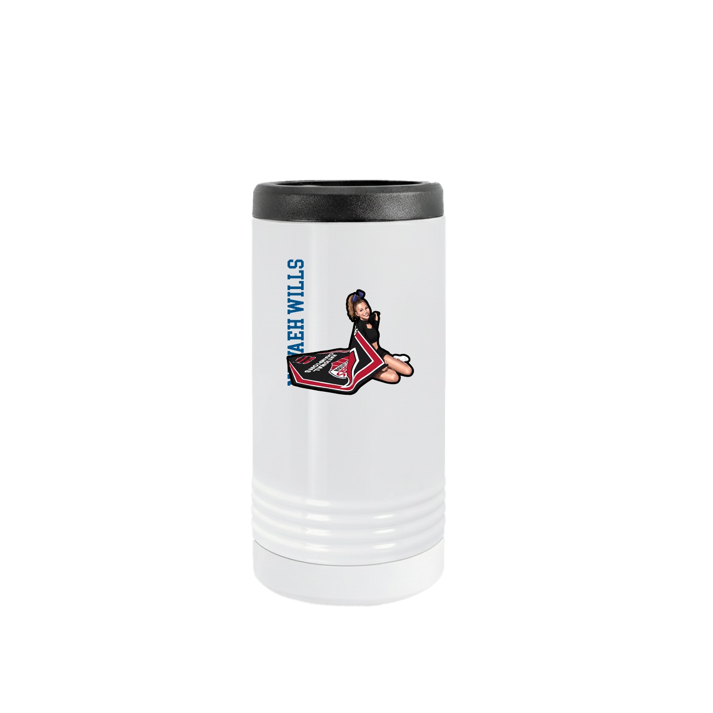 Slim Beverage Holder — Name Vertical in White