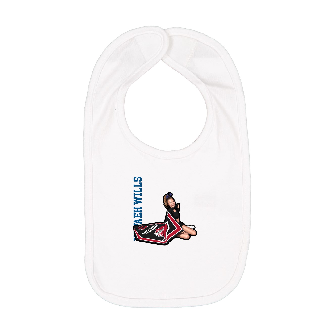 Infant Bib — Name Vertical in White