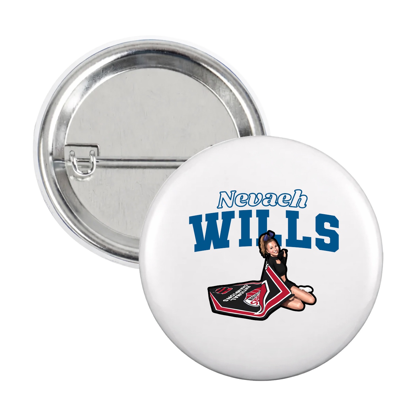 Game Day Button — Name Arch in White