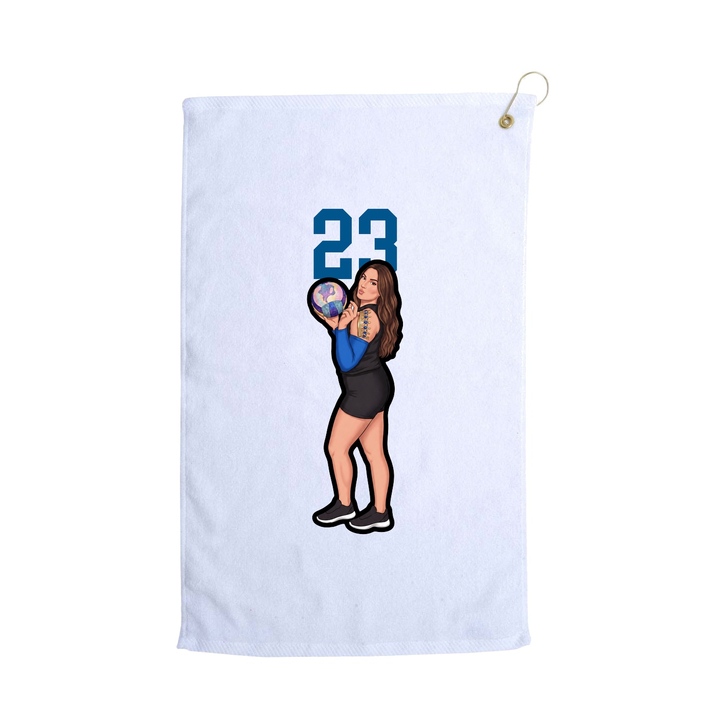 Golf Towel — Number Top in White