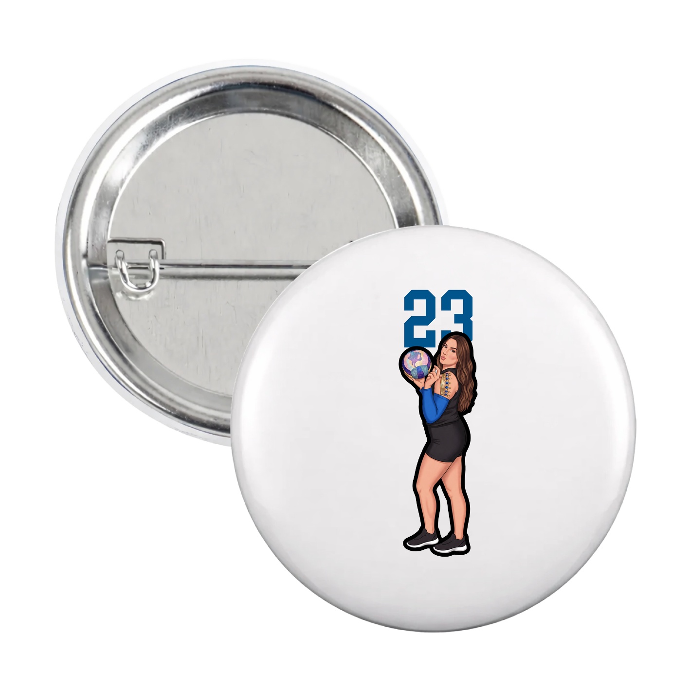 Game Day Button — Number Top in White