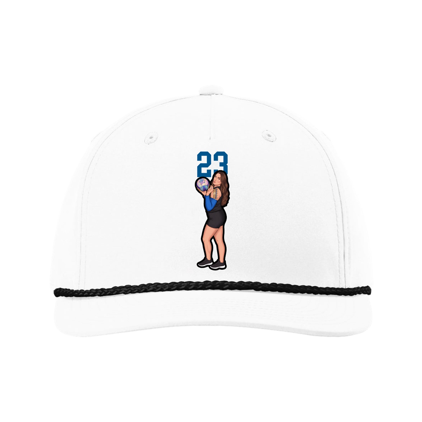 Five-Panel Classic Rope Cap — Number Top in White