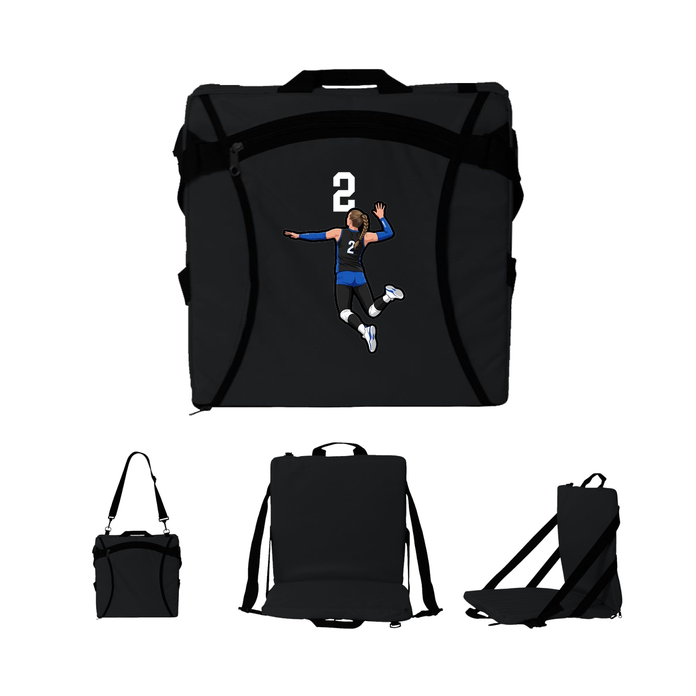 Folding Stadium Seat — Number Top in Black