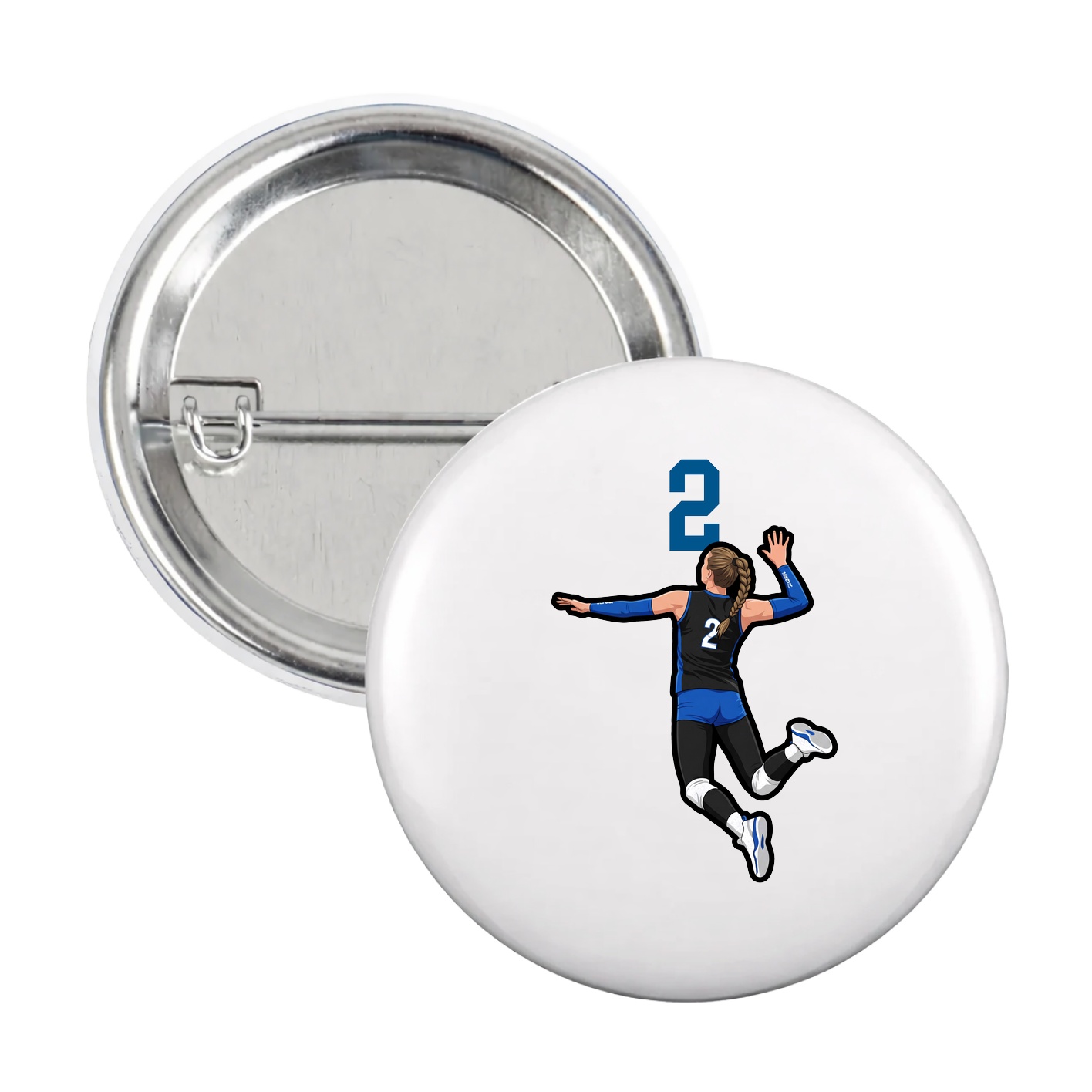 Game Day Button — Number Top in White