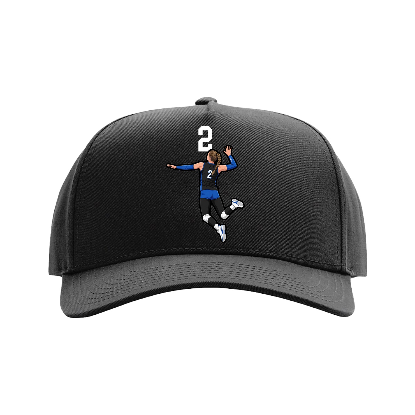 Full Fabric Five-Panel Champ Cap — Number Top in Black