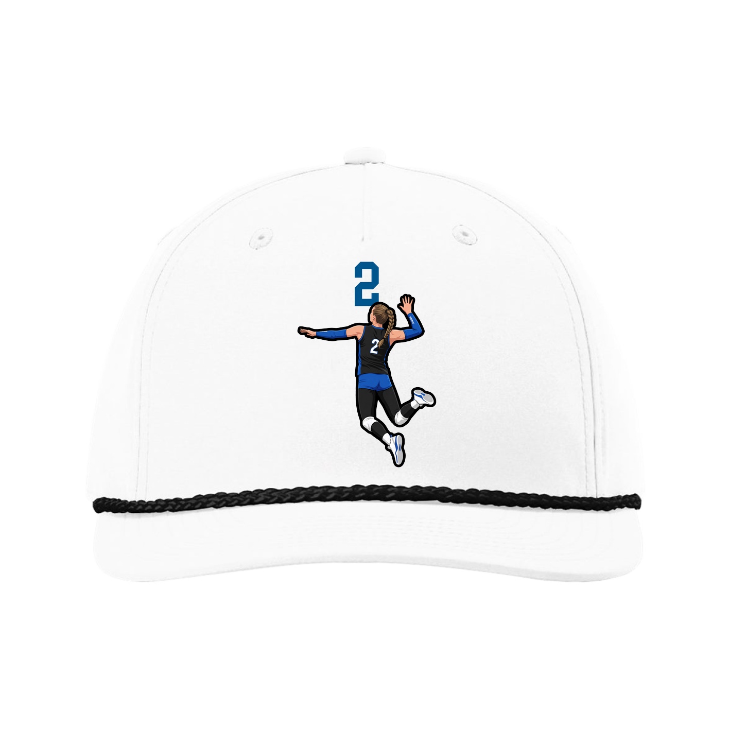 Five-Panel Classic Rope Cap — Number Top in White
