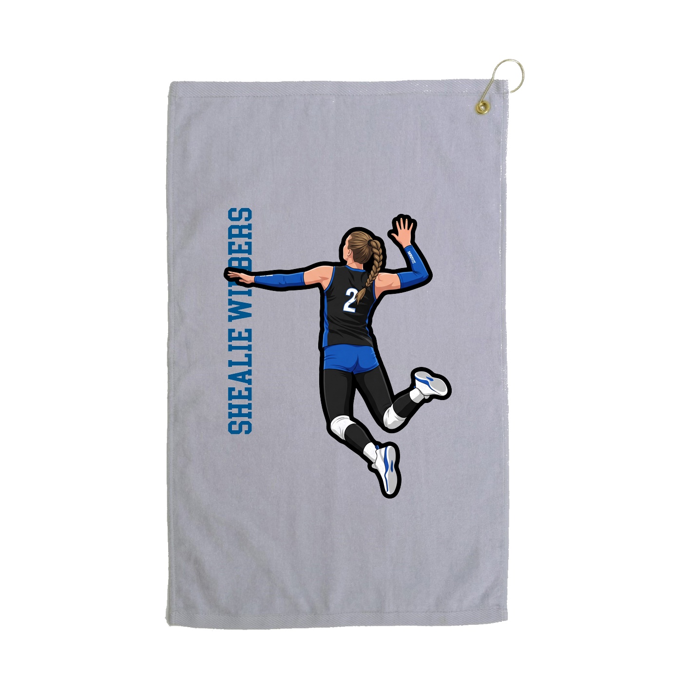 Golf Towel — Name Vertical in Grey