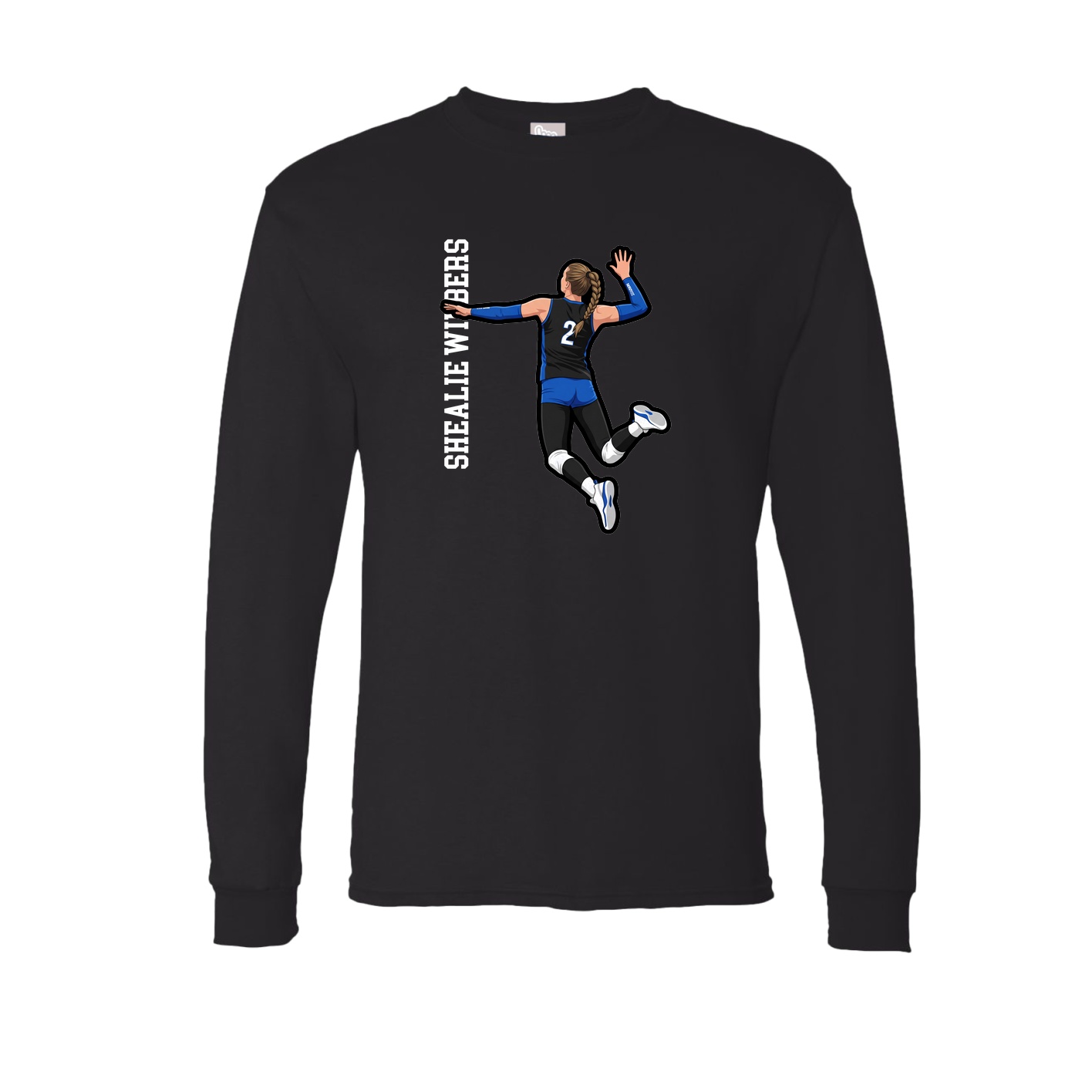 Long Sleeve Tee — Name Vertical in Black