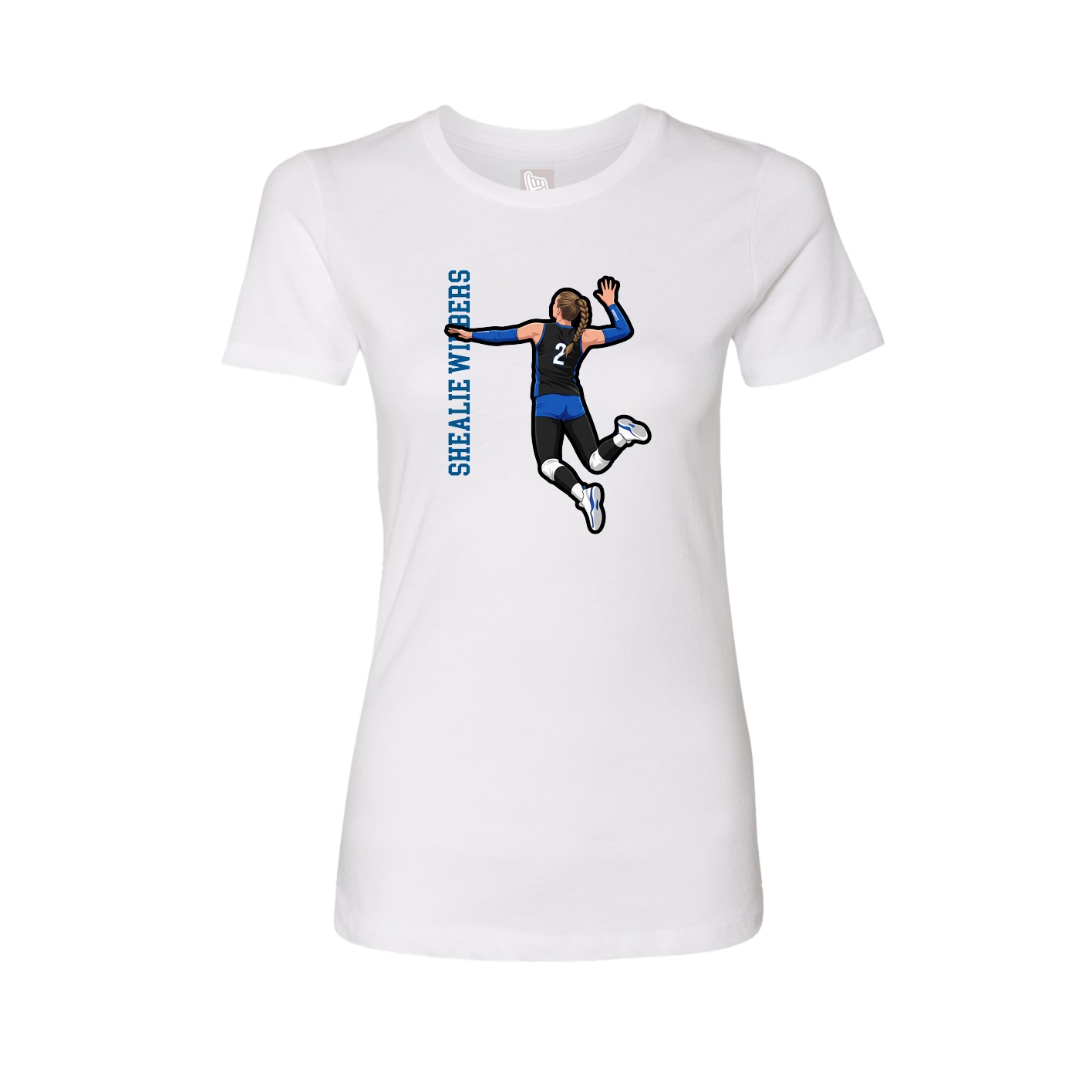 Fitted Women's Tee — Name Vertical in White