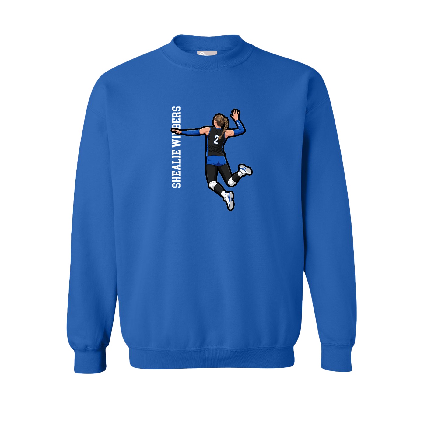 Fleece Crew — Name Vertical in Royal