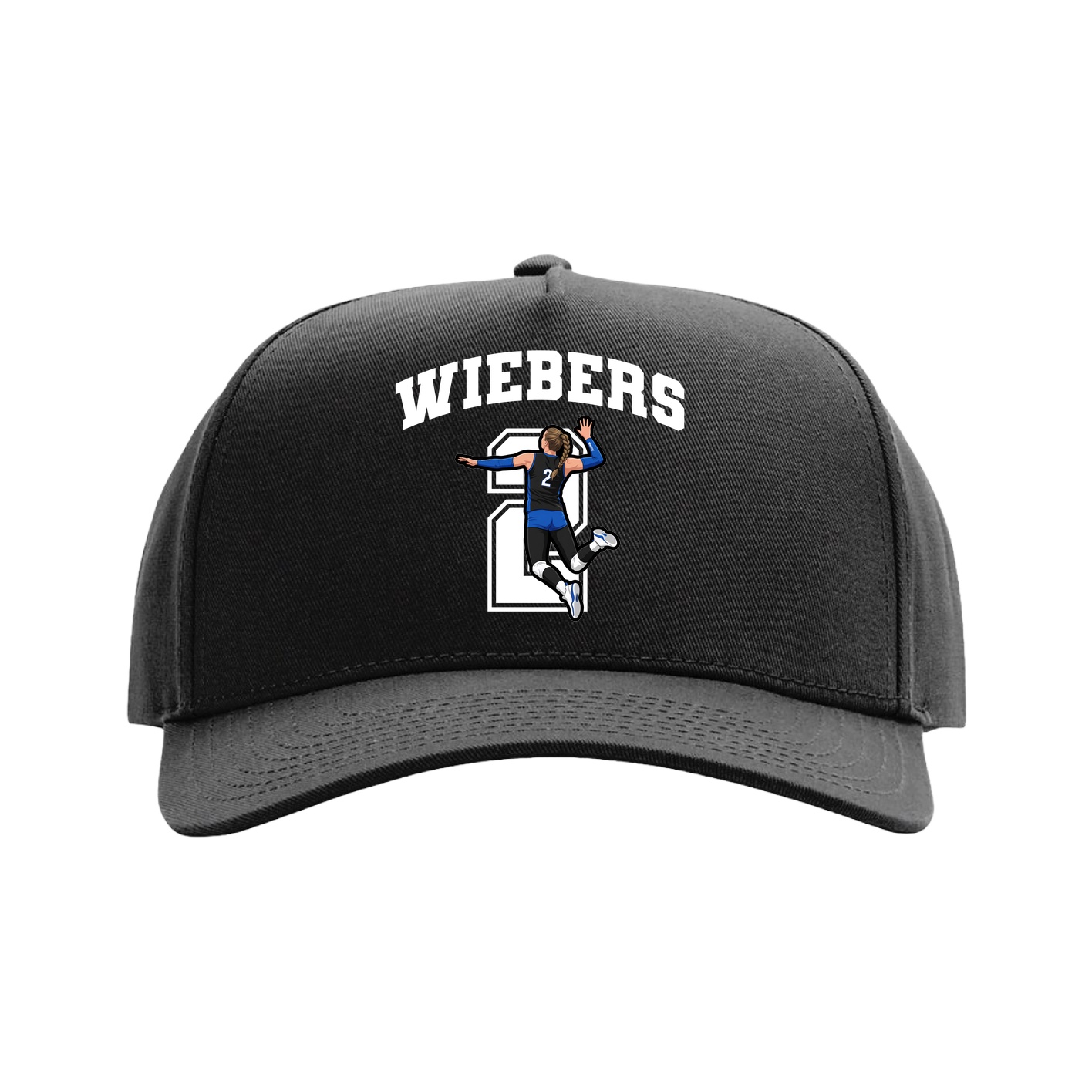 Full Fabric Five-Panel Champ Cap — Number in Black