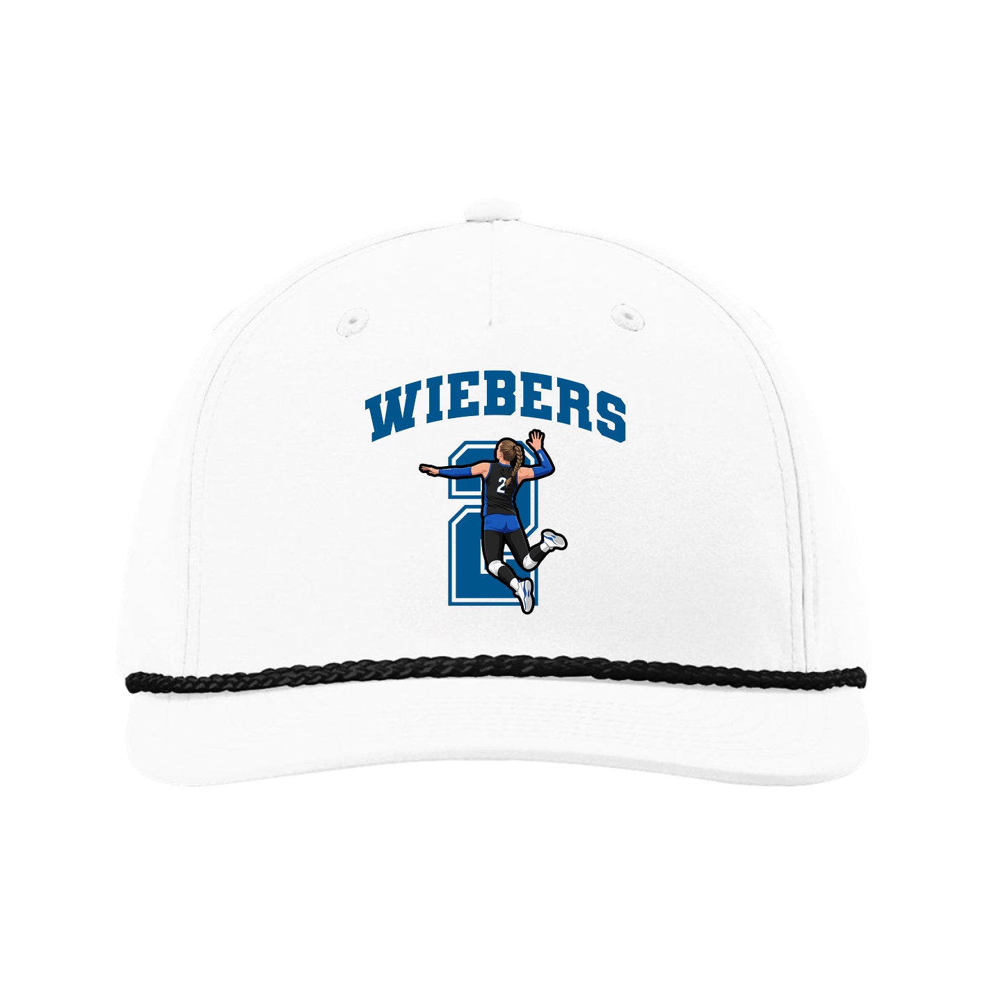 Five-Panel Classic Rope Cap — Number in White