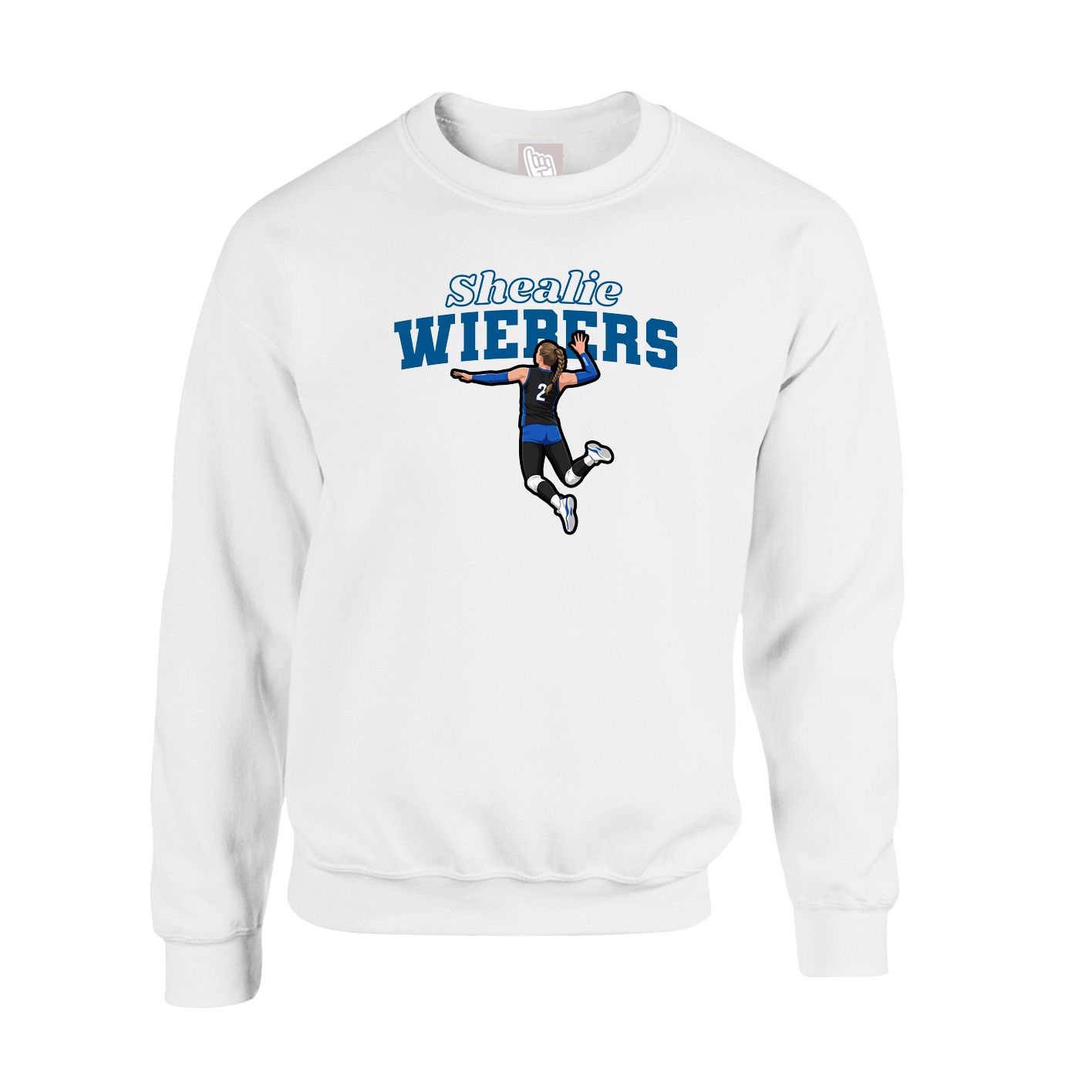 Fleece Crew — Name Arch in White