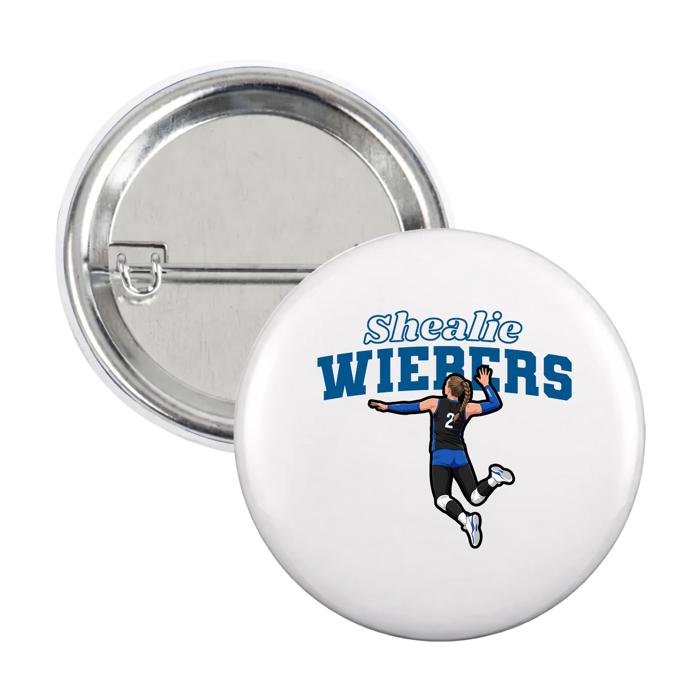 Game Day Button — Name Arch in White