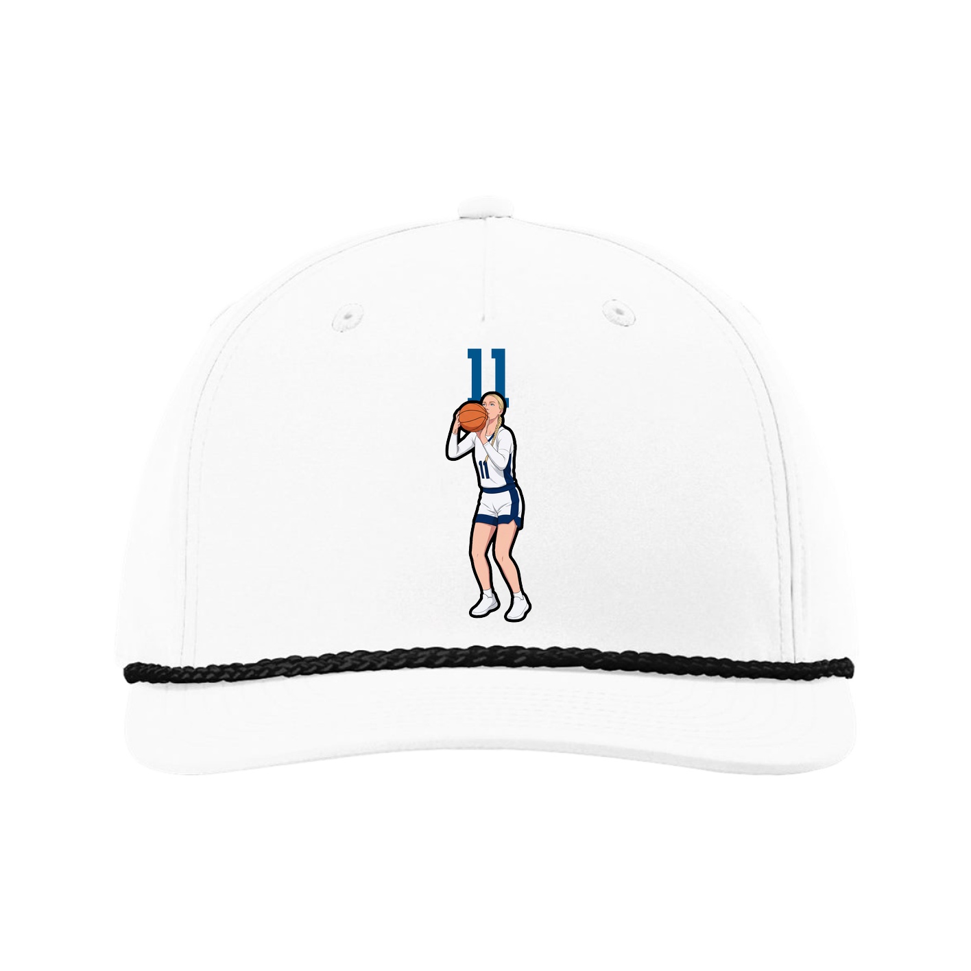Five-Panel Classic Rope Cap — Number Top in White