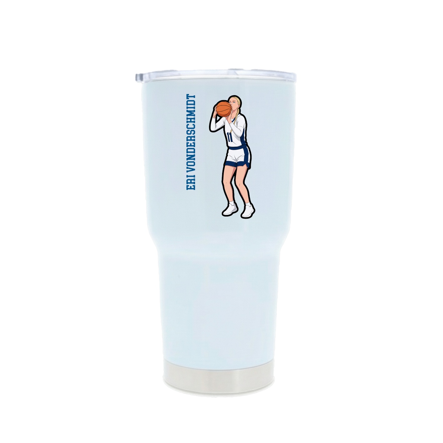 30oz Stainless Steel Tumbler — Name Vertical in White