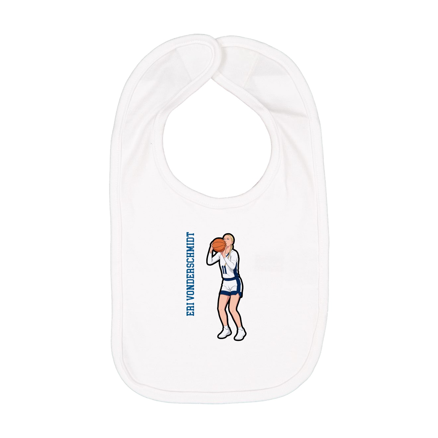 Infant Bib — Name Vertical in White