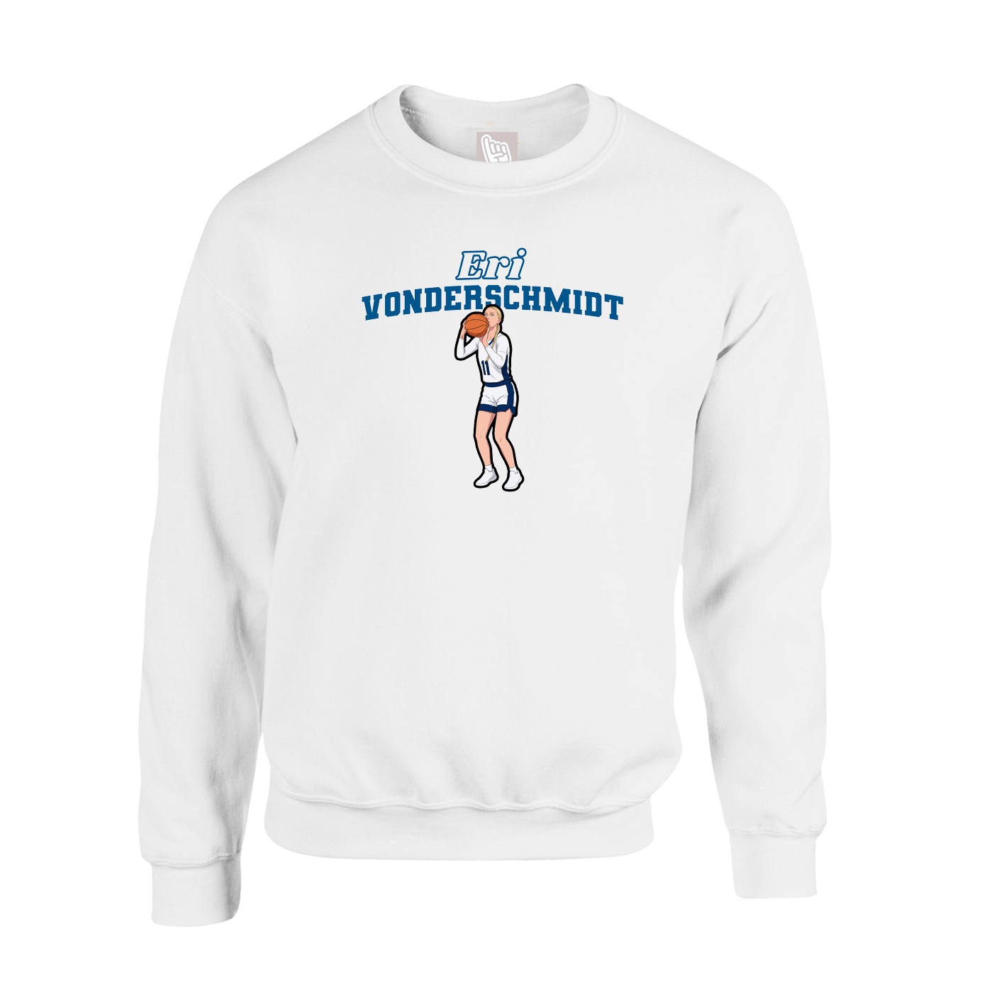 Fleece Crew — Name Arch in White