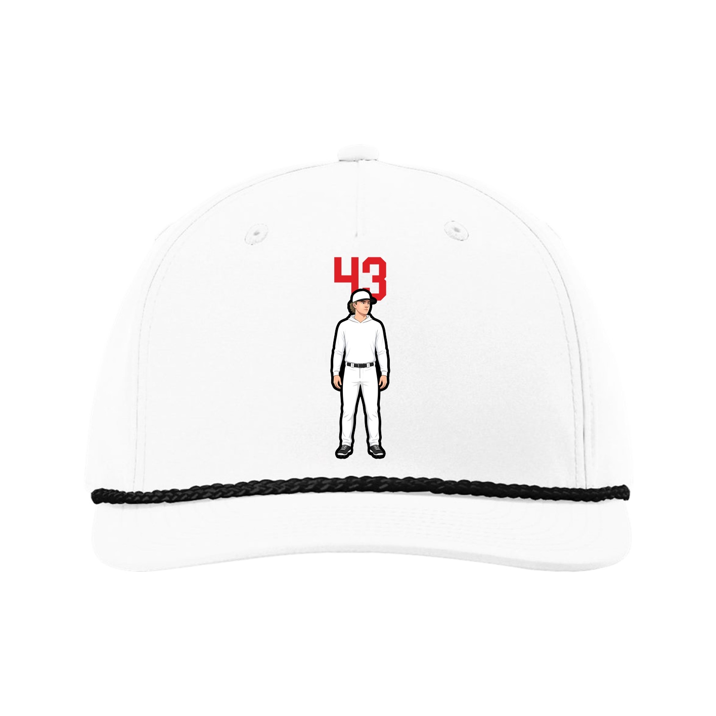 Five-Panel Classic Rope Cap — Number Top in White