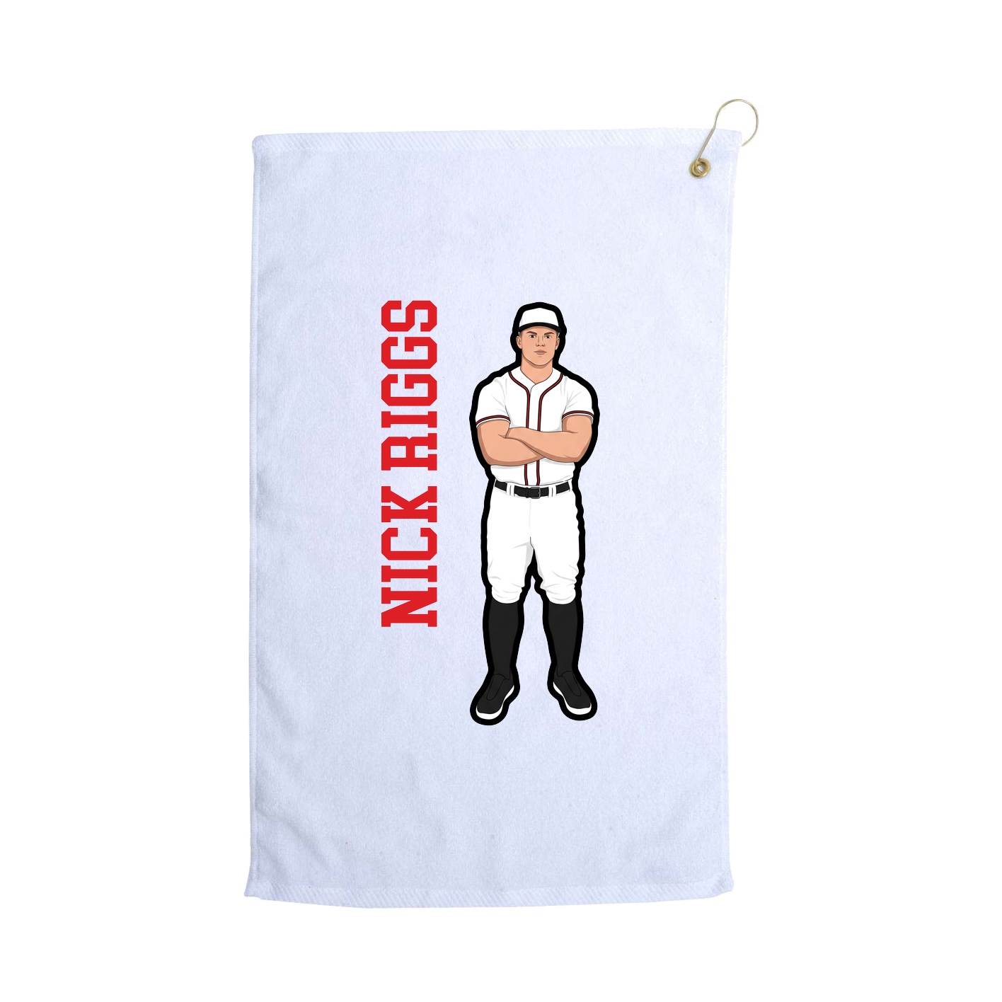Golf Towel — Name Vertical in White