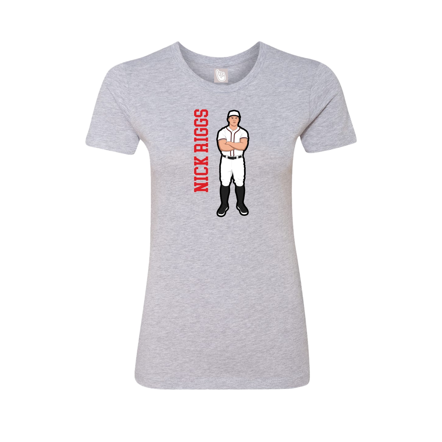 Fitted Women's Tee — Name Vertical in Grey