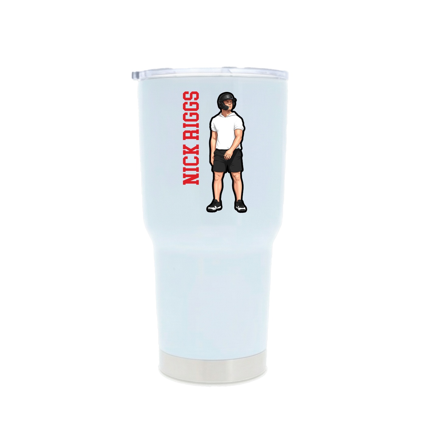 30oz Stainless Steel Tumbler — Name Vertical in White