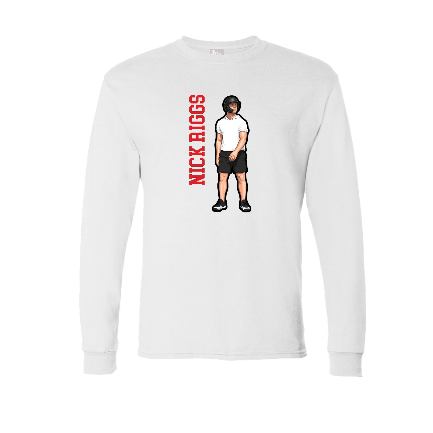 Long Sleeve Tee — Name Vertical in White