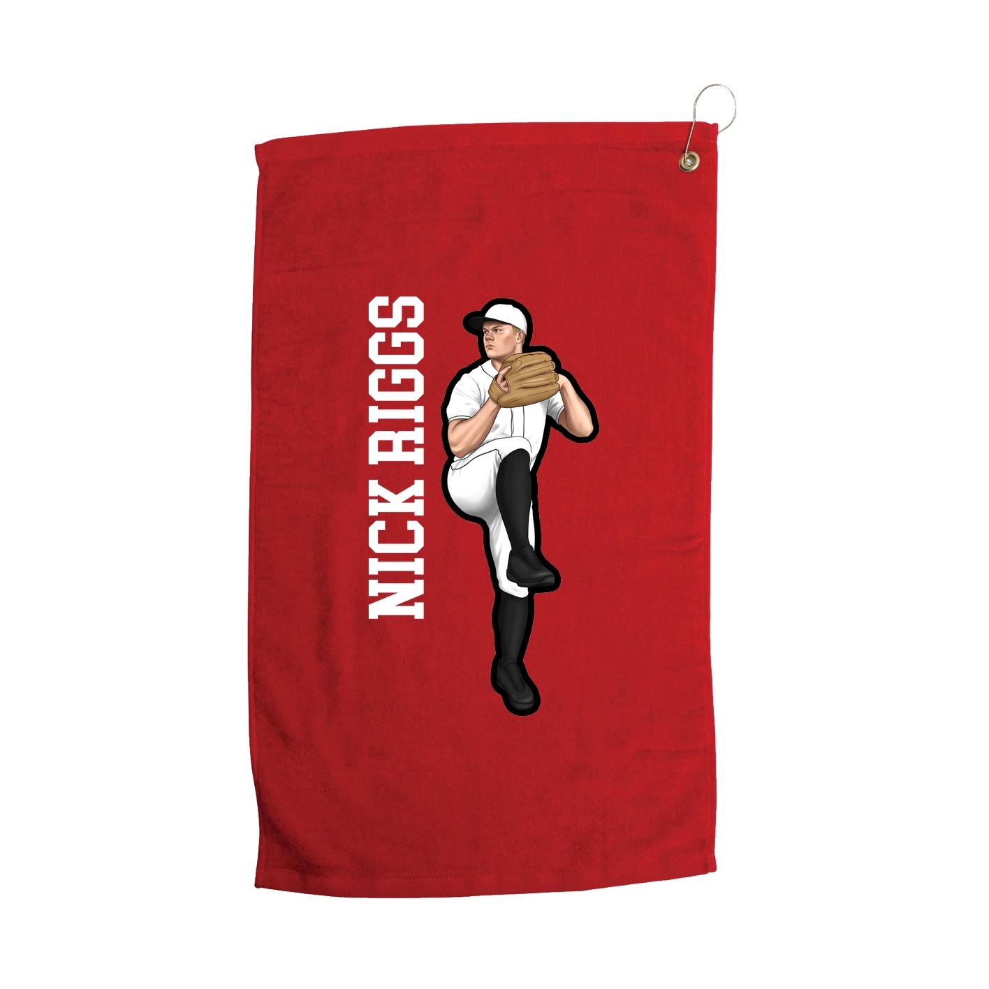 Golf Towel — Name Vertical in Red