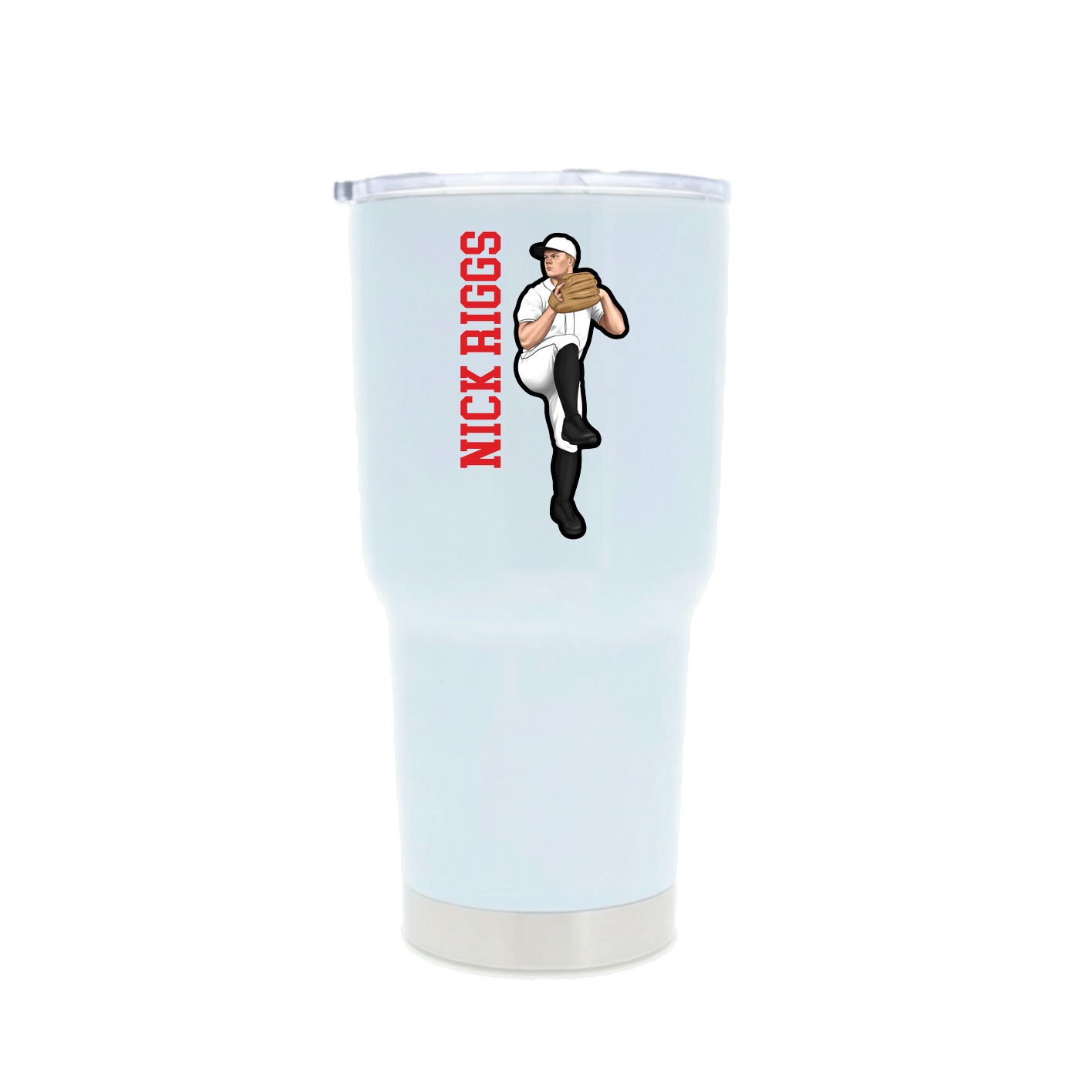 30oz Stainless Steel Tumbler — Name Vertical in White