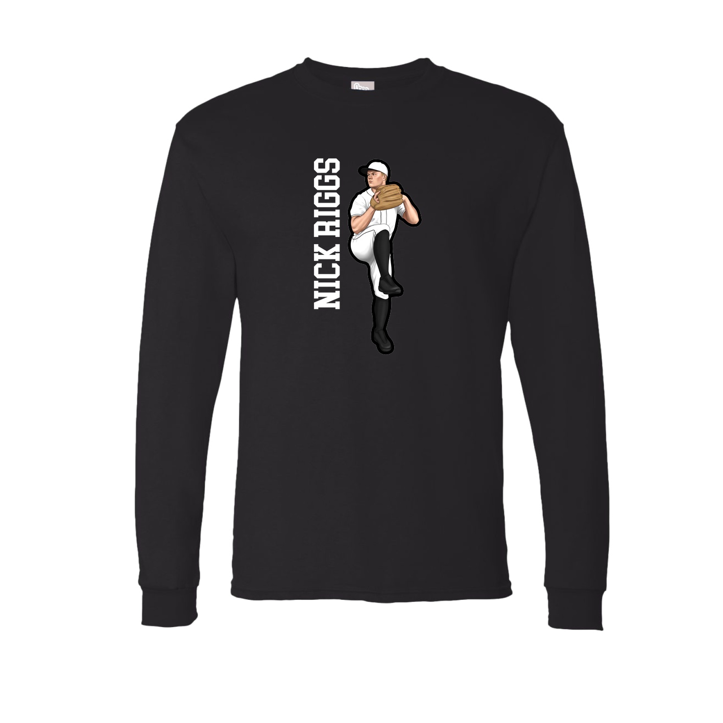 Long Sleeve Tee — Name Vertical in Black