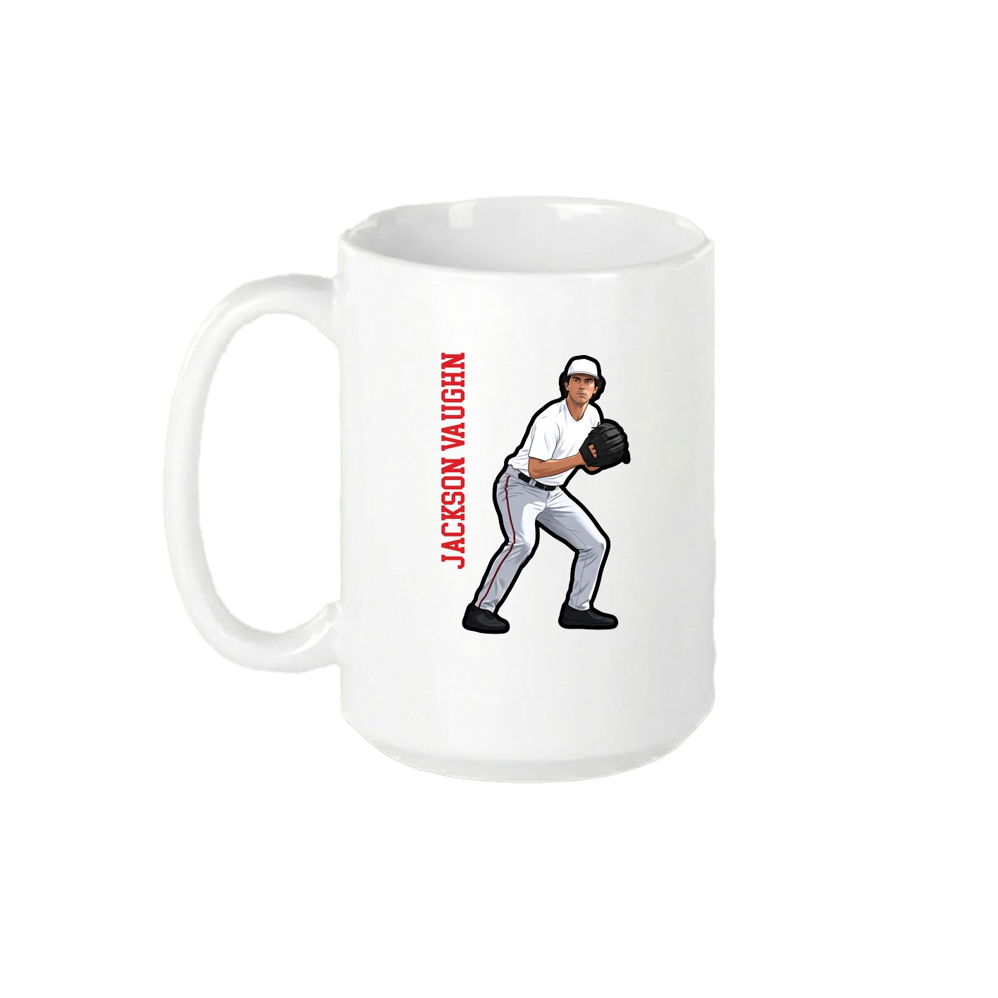 15oz Coffee Mug — Name Vertical in White