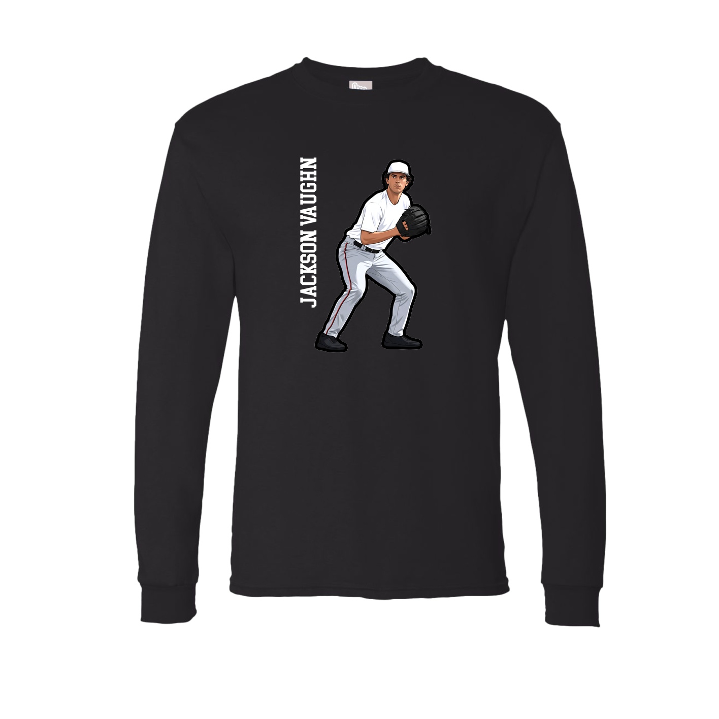 Long Sleeve Tee — Name Vertical in Black