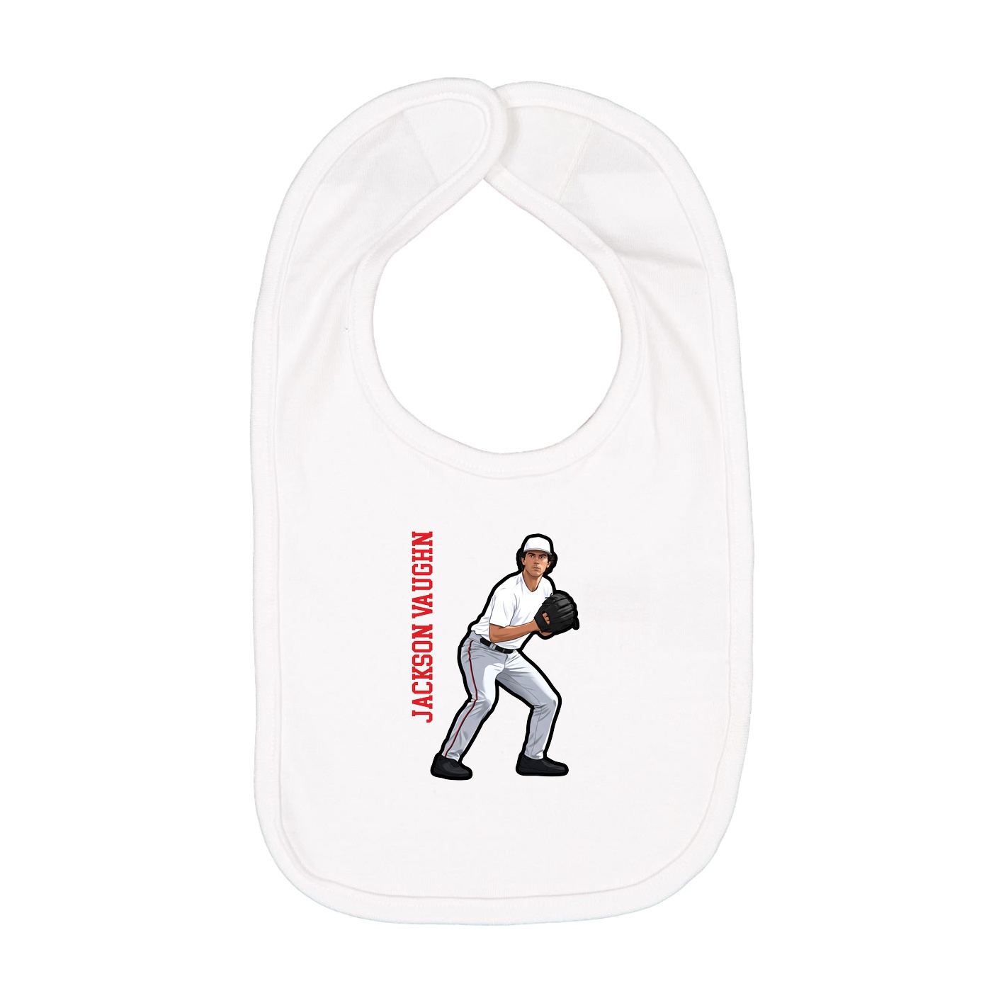 Infant Bib — Name Vertical in White