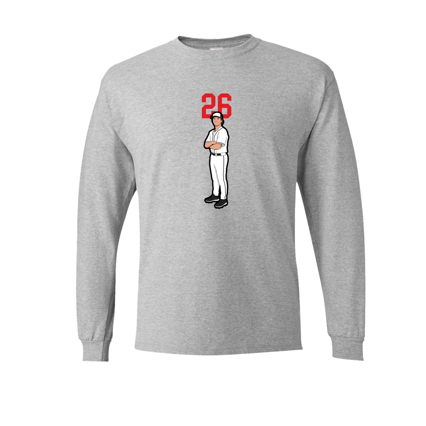 Long Sleeve Tee — Number Top in Grey