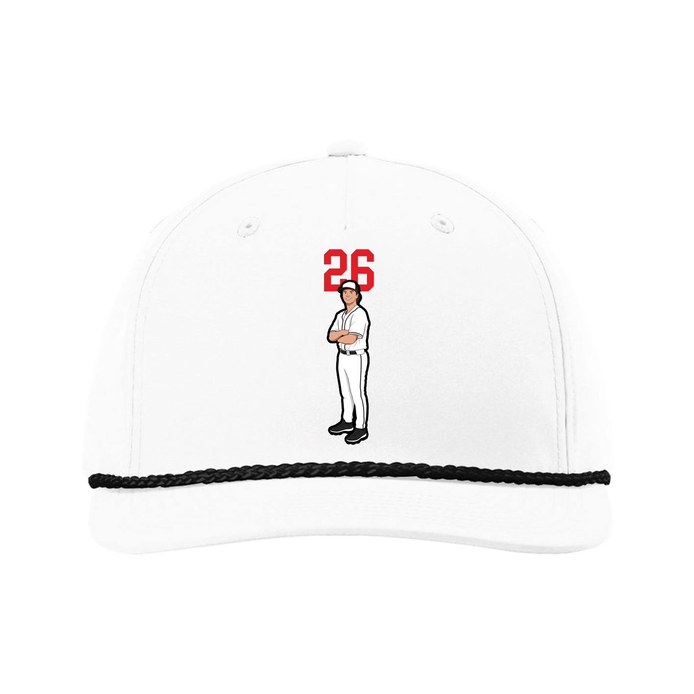 Five-Panel Classic Rope Cap — Number Top in White